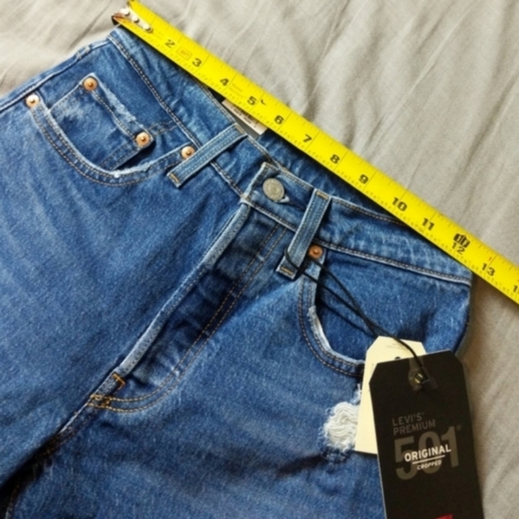 Levi's 501 Crop High Rise Jeans Charleston Fun Straight Leg - Picture 5 of 9